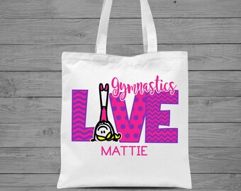 Love Gymnastics Tote Bag | Personalized Gymnastics Bag | Gymnastics Gift | Girls Gymnastics Bag | Tumbling Tote Bag | Canvas Tote Bag