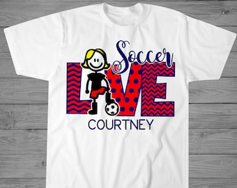 Love Soccer T-Shirt | Girls Soccer Shirt | Soccer Player Gift | Personalized Soccer Shirt | Soccer Ball Shirt | Soccer Sister | Girl Sports