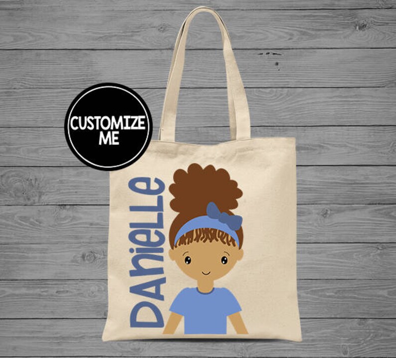 Girls Personalized Tote Bag Black Girl Tote Bag Toddler Etsy