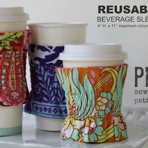 COFFEE COZY PATTERN - Reusable Beverage Sleeve - pdf Sewing Pattern - Cup Sleeve - Tea Cozy - Elastic - Coffee Lover - Hold it Right There