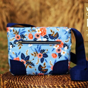 PDF SEWING PATTERN Weatherly Crossbody Bag Zipper Pockets Patch Accents ...