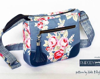 PDF SEWING PATTERN - Weatherly Crossbody Bag -  Zipper Pockets - Patch Accents - Classic - Versatile -  Hold it Right There