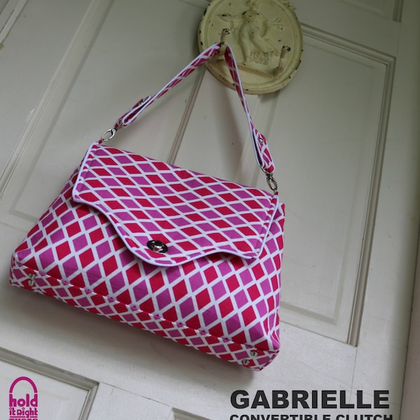 PDF SEWING PATTERN - Gabrielle Shoulder Bag - Removable Strap - Clutch Convertible - Two Sizes - Retro - Hold it Right There