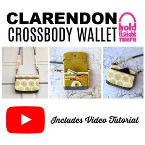 PADRÃO DE COSTURA PDF – com vídeo tutorial – Carteira Clarendon Crossbody – Bolsos para cartões – Bolsos com aba com zíper – Segure-o ali mesmo