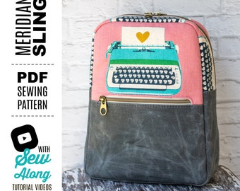 PDF SEWING PATTERN - Meridian Sling Bag- with tutorial video - svg Files included - Card Slots - Zipper Pockets - Hold it Right There