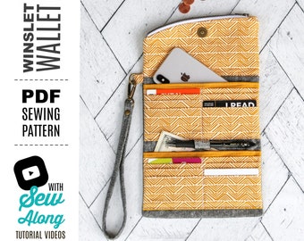 WINSLET WALLET - PDF Sewing Pattern - by Hold it Right There - Tri-fold Wallet with 16 Cards Slots and Zippered Flap