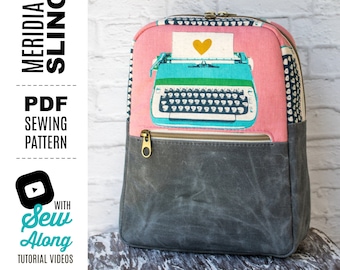 PDF SEWING PATTERN - Meridian Sling Bag- with tutorial video - svg Files included - Card Slots - Zipper Pockets - Hold it Right There