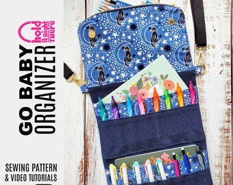 PDF SEWING PATTERN - with tutorial video - Go Baby Organizer - Hold it Right There - Trifold Crossbody with Optional Card and Pen Slots