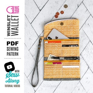 WINSLET WALLET - PDF Sewing Pattern - by Hold it Right There - Tri-fold Phone Wallet with 16 Cards Slots and Zippered Flap - Pen Holder