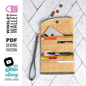 WINSLET WALLET - PDF Sewing Pattern - by Hold it Right There - Tri-fold Wallet with 16 Cards Slots and Zippered Flap