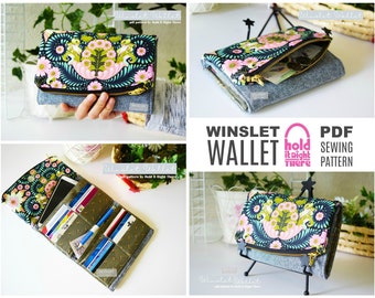 Winslet Wallet PDF Sewing Pattern: Tri-fold with 16 Card Slots
