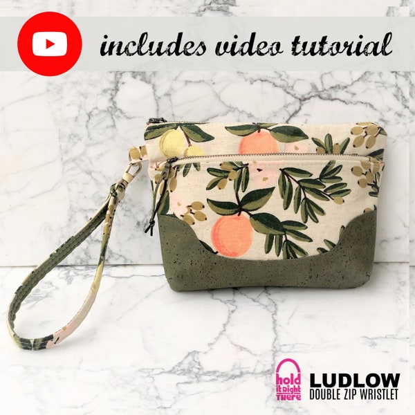 LUDLOW Double Zip Wristlet - with Bonus Belt Bag Pattern - PDF Sewing Pattern by Hold it Right There - Wallet/8 Card slots - Phone Pocket