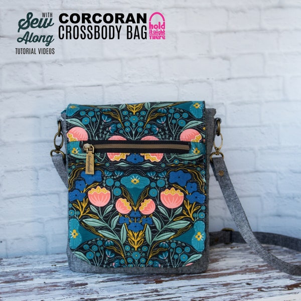 PDF SEWING PATTERN - with tutorial video - Corcoran Crossbody Bag - Many Pockets - Messenger Bag - Hold it Right There