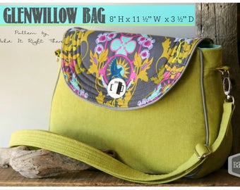 PDF SEWING PATTERN - Glenwillow Saddle Bag -  Zipper Pockets - Curved Slip Pockets - Crossbody - Piping-  Hold it Right There Sewing Pattern