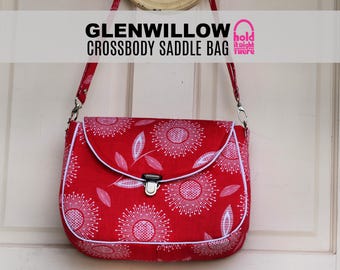 Glenwillow Saddle Bag Sewing Pattern: Crossbody with Zipper Pockets (PDF Pattern)