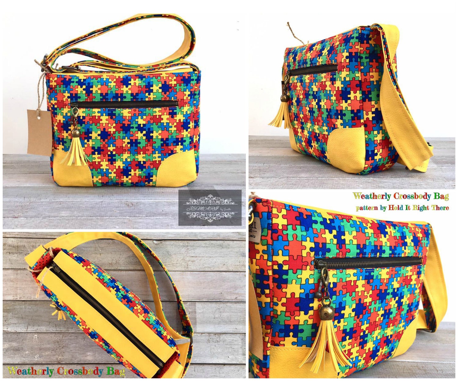 PDF SEWING PATTERN Weatherly Crossbody Bag Zipper Pockets 