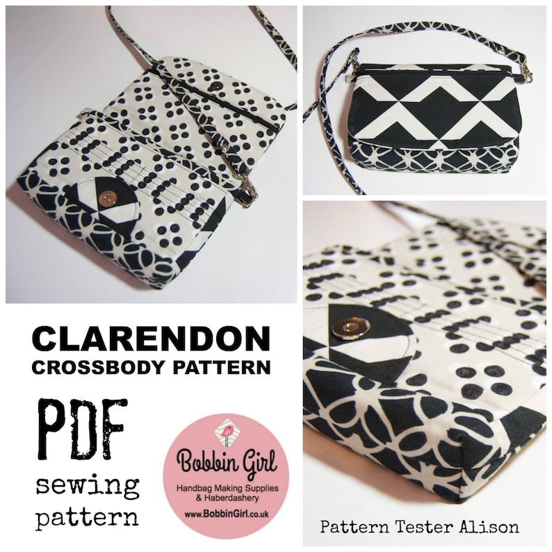 PDF SEWING PATTERN with tutorial video Clarendon Crossbody Wallet Card Pockets Zipper Flap Pockets Hold it Right There image 7