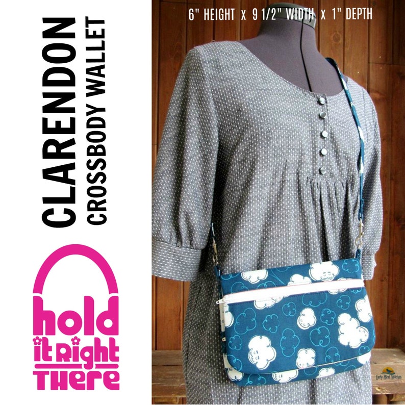 PDF SEWING PATTERN with tutorial video Clarendon Crossbody Wallet Card Pockets Zipper Flap Pockets Hold it Right There image 8
