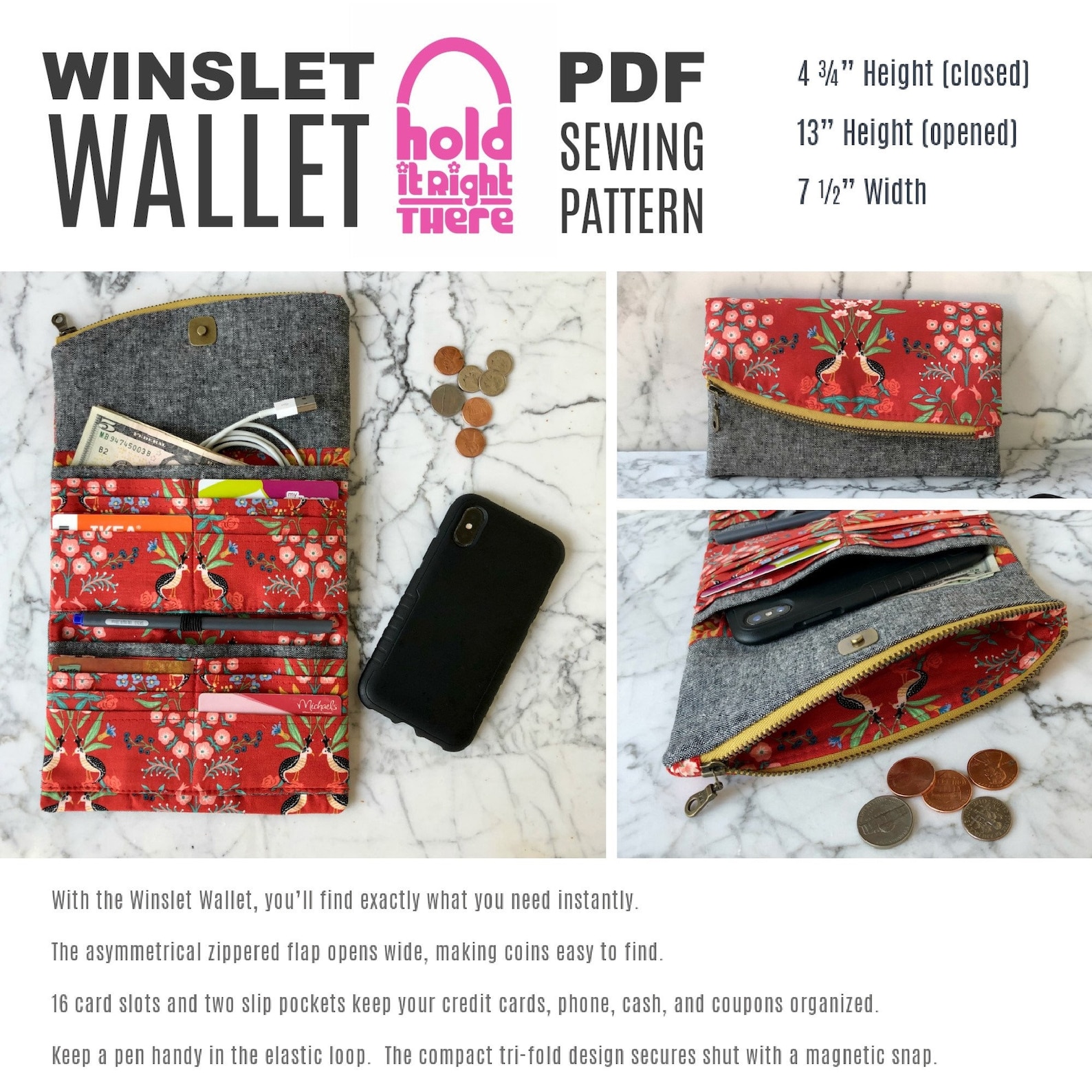 WINSLET WALLET PDF Sewing Pattern by Hold It Right There - Etsy Canada
