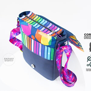 PDF SEWING PATTERN with tutorial video Corcoran Crossbody Bag Many Pockets Messenger Bag Hold it Right There image 6