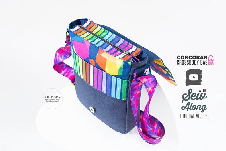 PDF SEWING PATTERN with tutorial video Corcoran Crossbody Bag Many Pockets Messenger Bag Hold it Right There image 6