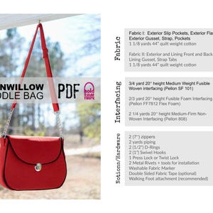 PDF SEWING PATTERN Glenwillow Saddle Bag Zipper Pockets Curved Slip Pockets Crossbody Piping Hold it Right There Sewing Pattern image 5