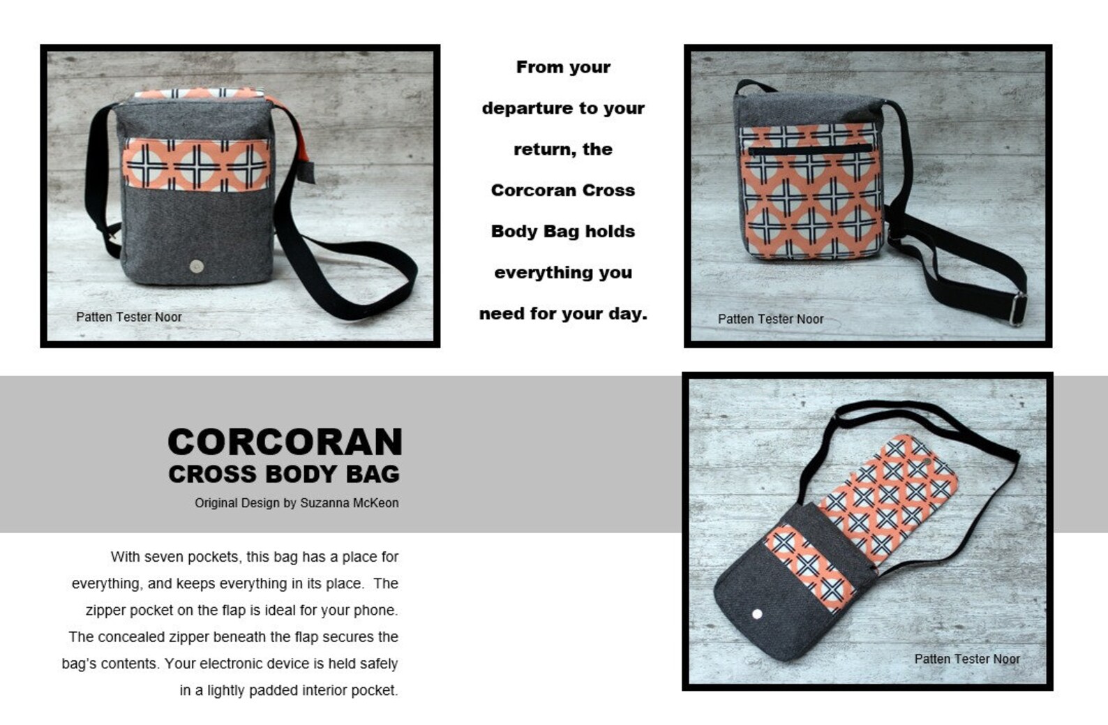 PDF SEWING PATTERN Corcoran Cross Body Bag Many Pockets Etsy