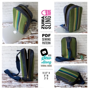 PDF SEWING PATTERN Zuma Sling Bag with tutorial video svg Files included Expandable Zipper Pockets Hold it Right There image 8