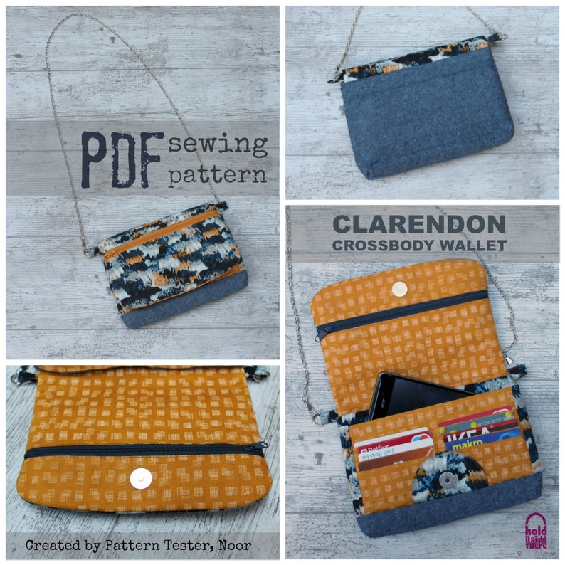 PDF SEWING PATTERN with tutorial video Clarendon Crossbody Wallet Card Pockets Zipper Flap Pockets Hold it Right There image 6