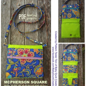 PDF SEWING PATTERN Mcpherson Square Tri-fold Convertible Pocketbook ...