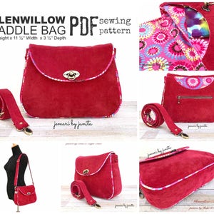 PDF SEWING PATTERN Glenwillow Saddle Bag Zipper Pockets Curved Slip Pockets Crossbody Piping Hold it Right There Sewing Pattern image 2