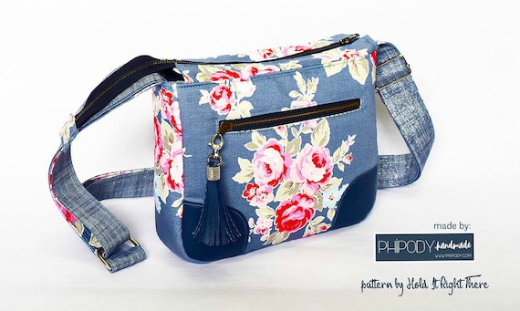 PDF SEWING PATTERN Weatherly Crossbody Bag Zipper Pockets 