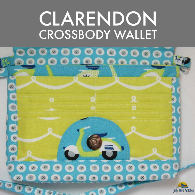 PDF SEWING PATTERN with tutorial video Clarendon Crossbody Wallet Card Pockets Zipper Flap Pockets Hold it Right There image 9