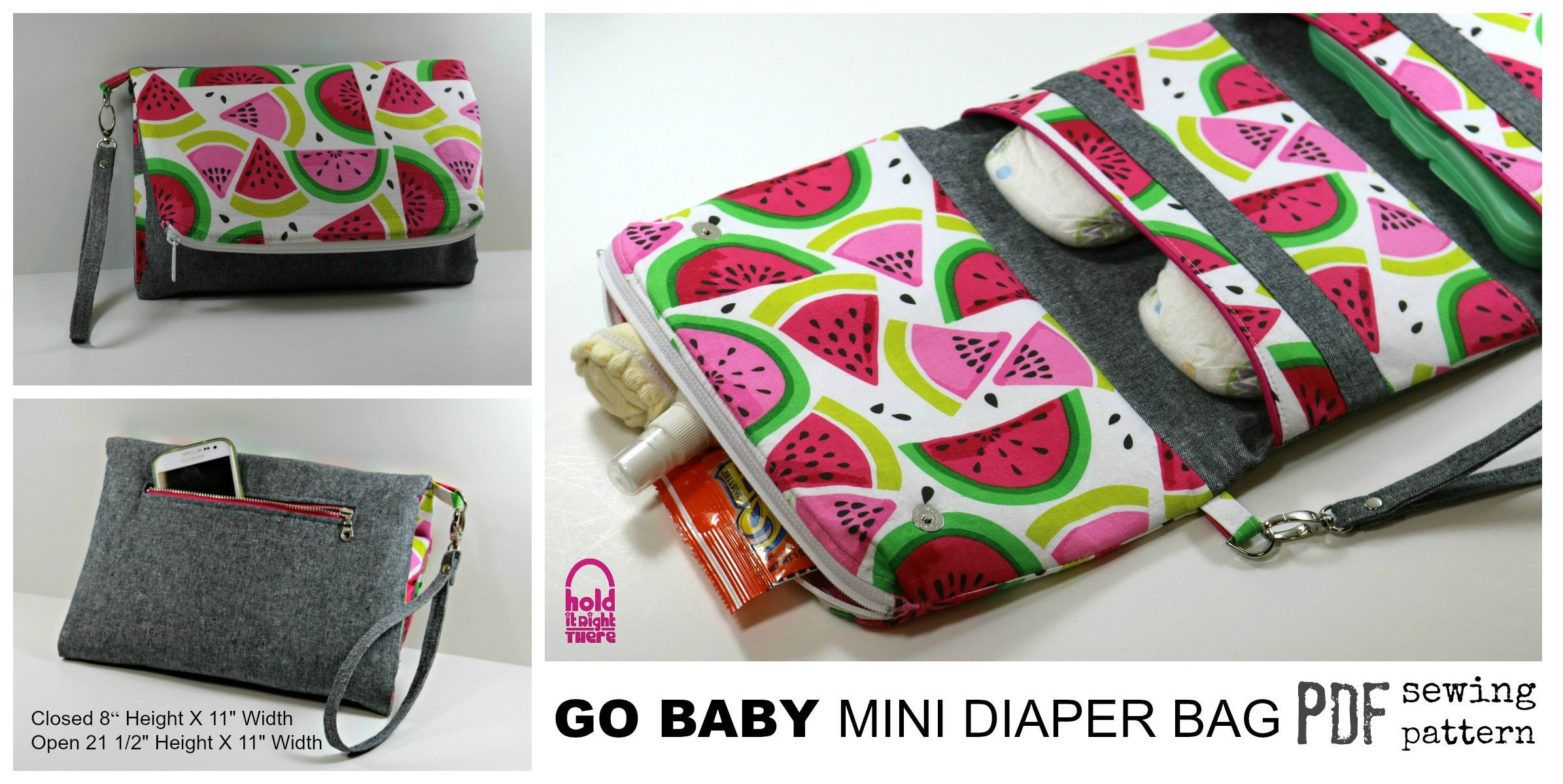 GO BABY Mini Diaper Bag PDF Sewing Pattern Foldover zipper Etsy