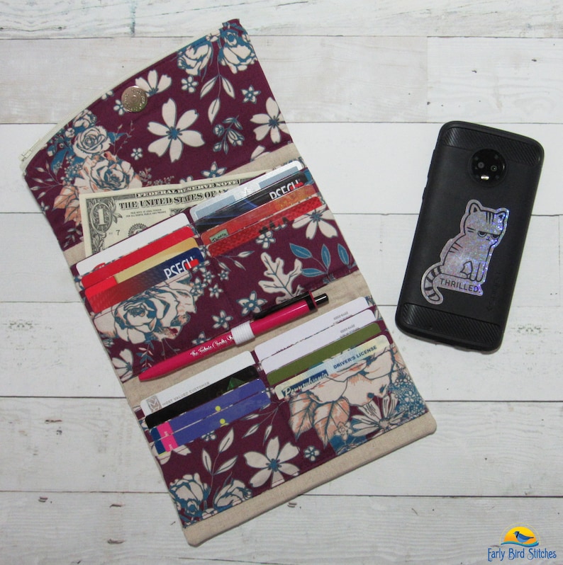 WINSLET WALLET PDF Sewing Pattern by Hold it Right There Tri-fold Phone Wallet with 16 Cards Slots and Zippered Flap Pen Holder image 8