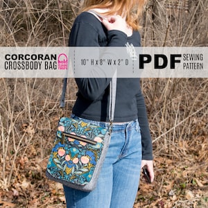 PDF SEWING PATTERN with tutorial video Corcoran Crossbody Bag Many Pockets Messenger Bag Hold it Right There image 2