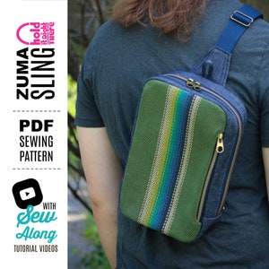 PDF SEWING PATTERN Zuma Sling Bag with tutorial video svg Files included Expandable Zipper Pockets Hold it Right There image 7