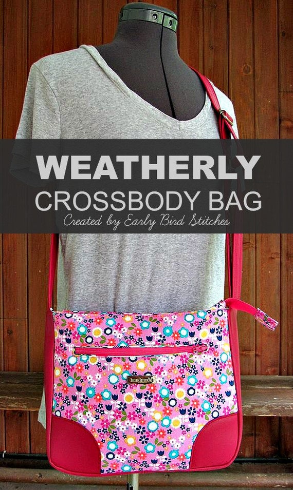 PDF SEWING PATTERN Weatherly Crossbody Bag Zipper Pockets 