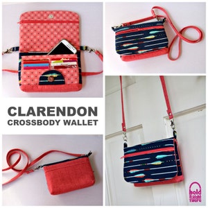 PDF SEWING PATTERN with tutorial video Clarendon Crossbody Wallet Card Pockets Zipper Flap Pockets Hold it Right There image 3