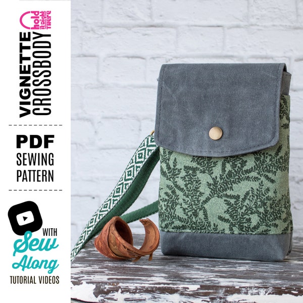 PDF SEWING PATTERN - with tutorial video - Vignette Phone Crossbody Bag - Card Slots - Beginner-Friendly - svg Files - Hold it Right There