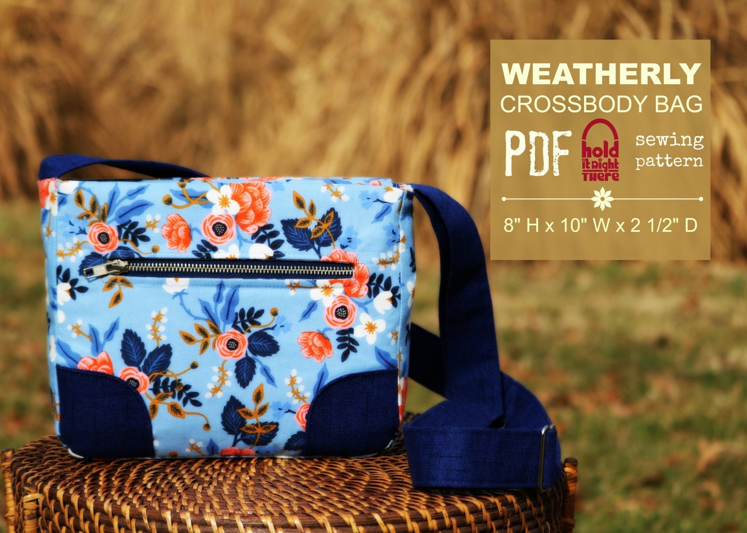 PDF SEWING PATTERN Weatherly Crossbody Bag Zipper Pockets 