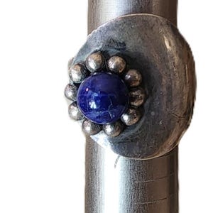 Vintage Sterling Silver Sodalite Ring, Avant Garde Statement Jewelry, US Size 6 1/4