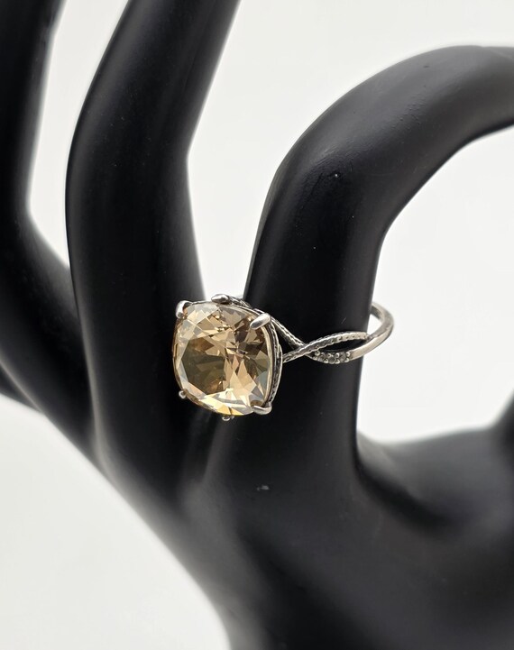 Sterling Silver Solitaire Ring:  Large Faceted Ci… - image 8