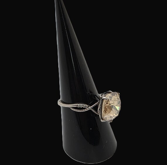 Sterling Silver Solitaire Ring:  Large Faceted Ci… - image 5