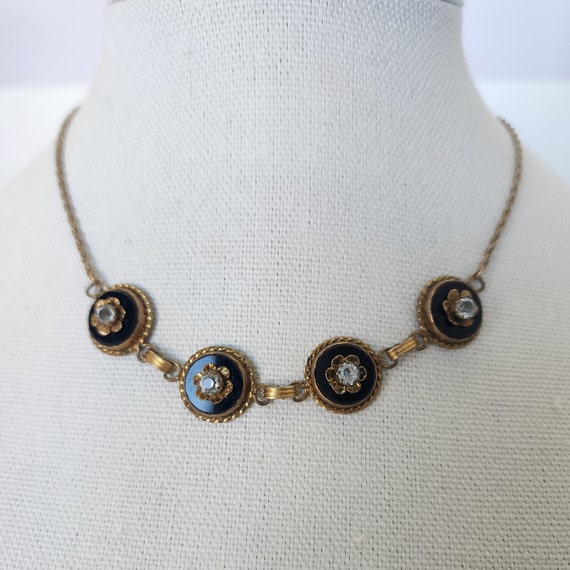 Vintage Gold Tone Floral Necklace with Round Laye… - image 2