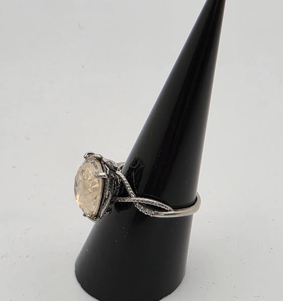 Sterling Silver Solitaire Ring:  Large Faceted Ci… - image 7