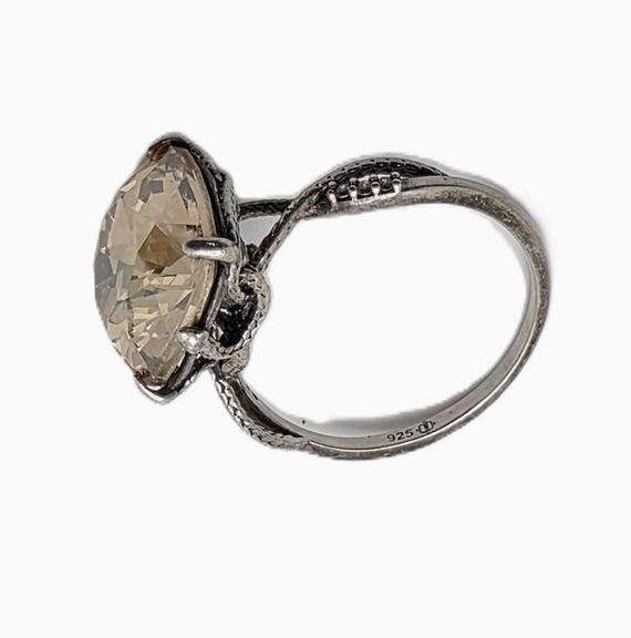 Sterling Silver Solitaire Ring:  Large Faceted Ci… - image 11