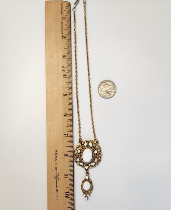 Vintage Marked PL Lariat Style Antique Gold Tone … - image 7