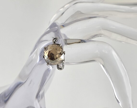 Sterling Silver Solitaire Ring:  Large Faceted Ci… - image 9