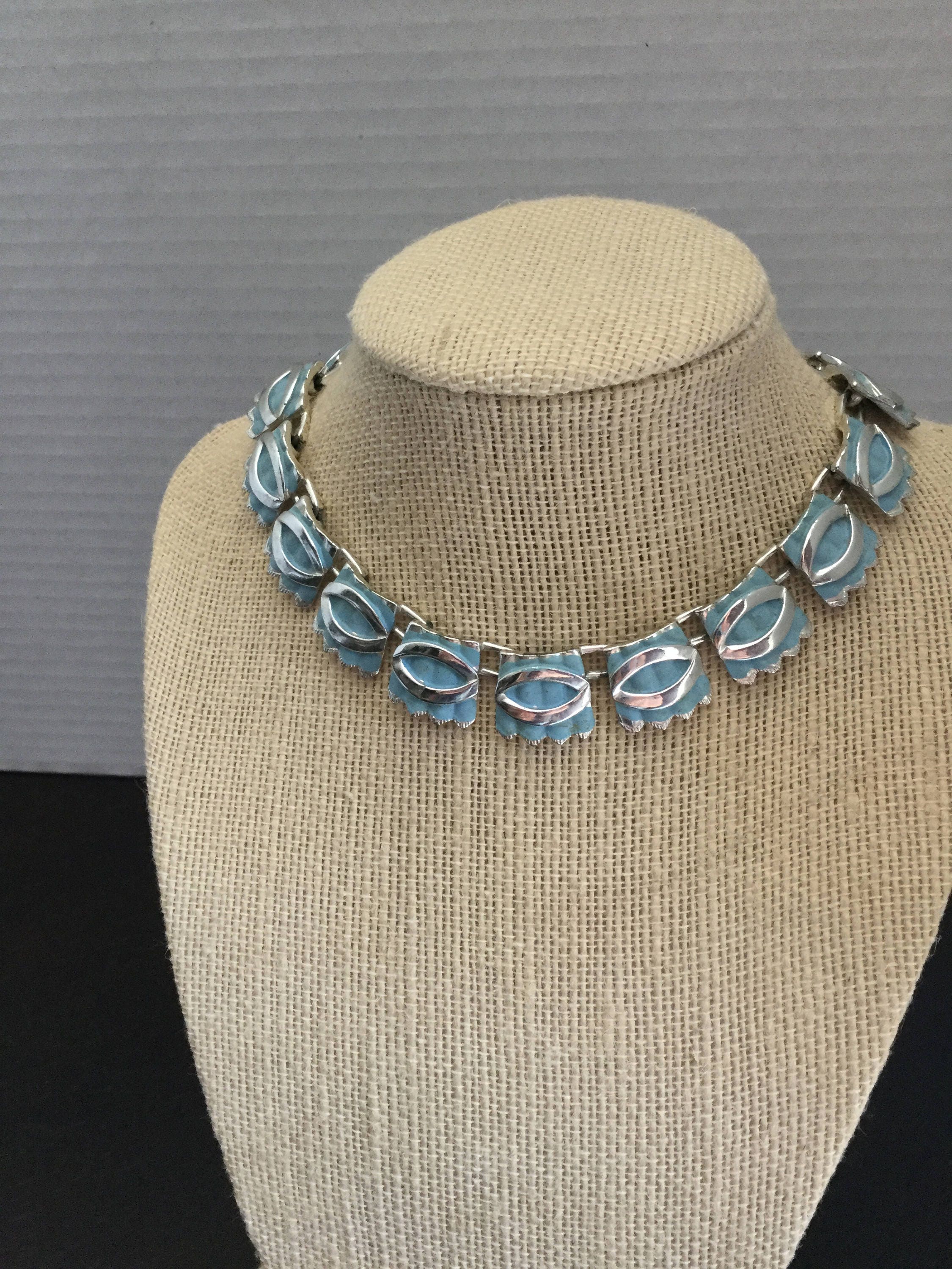 Vintage Marked Japan Silver Tone Wavy Blue Links With Shiny | Etsy